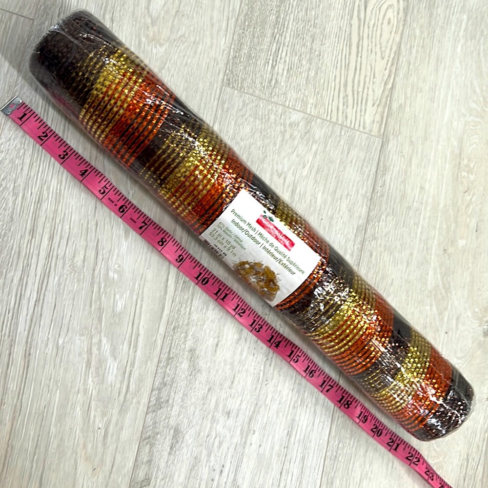 Celebrate It Premium Holiday Mesh 1 roll in brown Gold orange Metallica